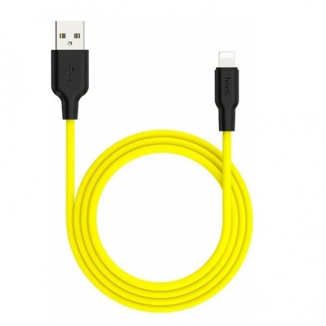 Кабель USB - Lightning Hoco X21 Plus 1м 2,4А желтый/черный