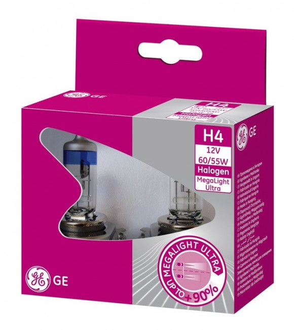 Лампа авто General Electric 2шт 12V H4 60/55w Plus 90% 50440SXU/GE74153