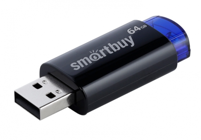 USB 64GB 2.0 накопитель Smartbuy Click Black-Blue (SB64GBCL-B)