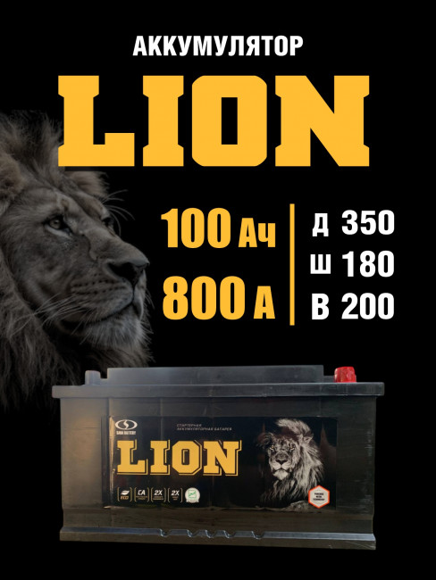 Аккумулятор Авто (Europe) Lion 100Ач R+(обратная полярность) 800А 350*180*200 IR.L5.100.800.R