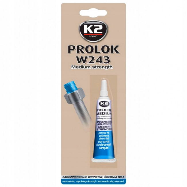 Герметик-фиксатор резьбовых соединений K2 Prolok Medium W243 6мл тюбик 2228