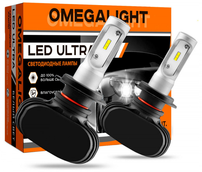 Лампы авто головные светодиодные Omegalight Ultra 12V H7 6000К 18W 2шт OLLEDH7ULW-2 Лампы авто головные светодиодные Omegalight Ultra 12V H7 6000К 18W 2шт OLLEDH7ULW-2