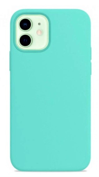 Чехол накладка силикон Silicone Case iPh 12 mini ярко-голубой аналог -