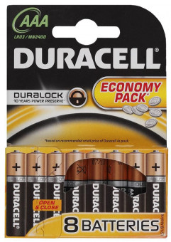 Батарейки Duracell Extra Life LR03 AAA 8BL алкалиновые (щелочные) 8шт 33441