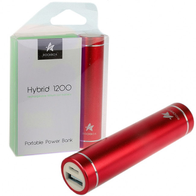 Внешний аккумулятор RockBox Hybrid 1200mAh красный