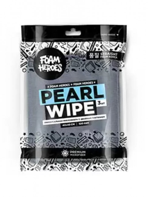 Салфетки микрофибра Foam Heroes Pearl Wipe 40*40см 3шт FHA037-3