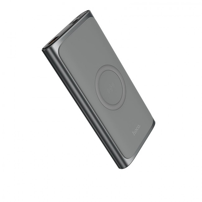 Аккумулятор внешний с беспроводной зарядкой Hoco Q6 10000mAh с дисплеем серый