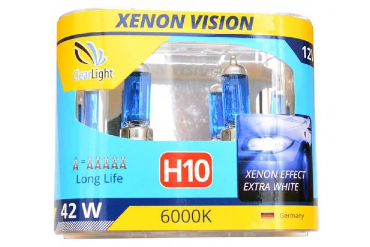 Лампы авто головные галогенные Clearlight XenonVision 12V H10 6000K 42W 2шт  MLH10XV купить в Калининграде | Цена, характеристики, фото