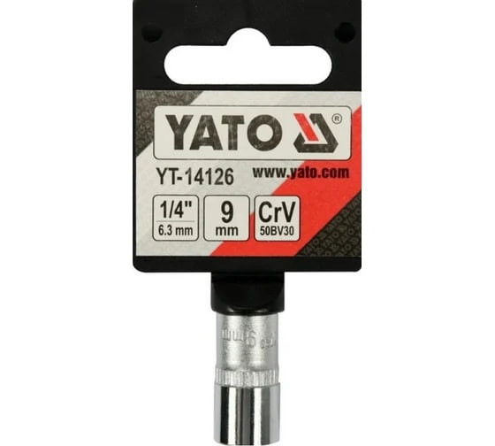 Головка торцевая Yato 1/4 шестигранная 9мм хром-ванадий YT-14126