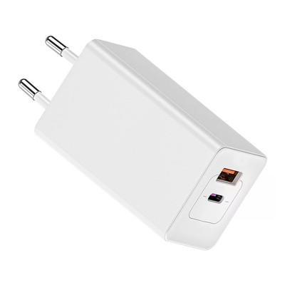 Блок сетевой USB/USBType-С 2x + 1 сменный штекер комплект Guoke 3A 65Вт GK-65W белый - Блок сетевой USB/USBType-С 2x + 1 сменный штекер комплект Guoke 3A 65Вт GK-65W белый -
