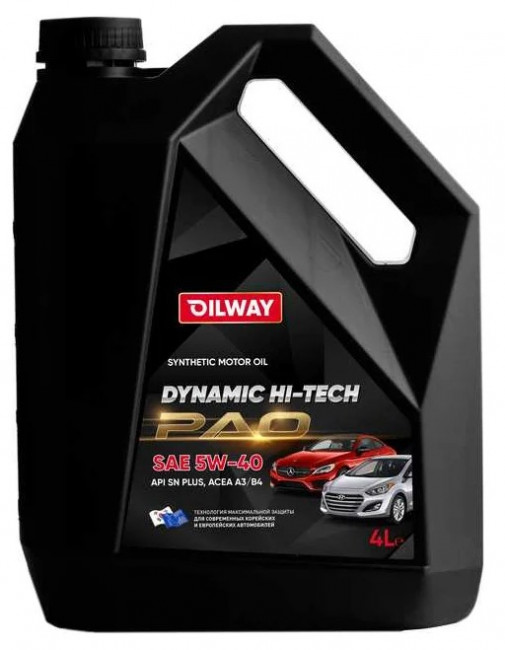 Масло моторное Oilway Dynamic Hi-Tech PAO 5W-40 API-SN Plus ACEA-A3/B4 4л 019191